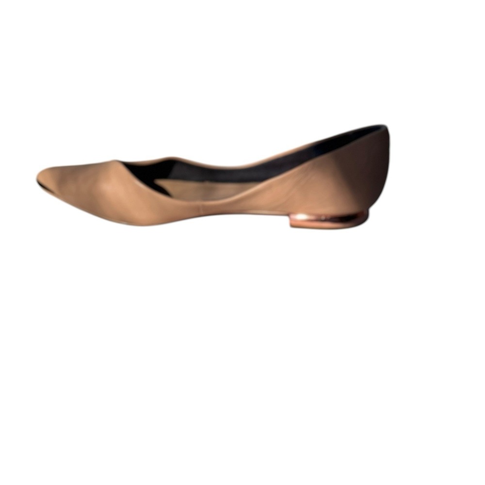 Ted Baker London Nude Pink Leather Pointed Toe Flats Rose Gold Floral S 5/5.5 - Picture 8 of 16